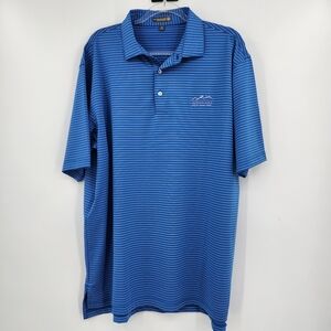 Peter Millar Summer Comfort Mens Polo Shirt Size XL Blue Striped Short Sleeve